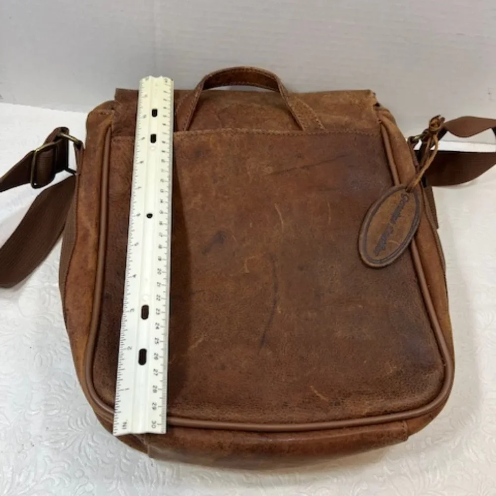 VTG Wilsons Genuine Brown Leather Thunder Leather Tablet Messenger Bag 9x3x10